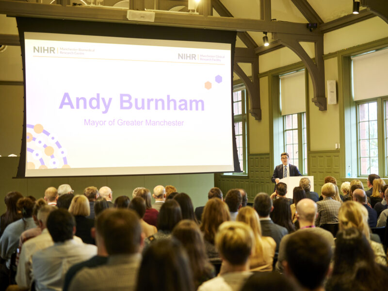 Picture 1 - Andy Burnham opens BRC and CRF launch event Andy Burnham, Mayor of Greater Manchester, at the launch of the NIHR Manchester BRC and CRF
