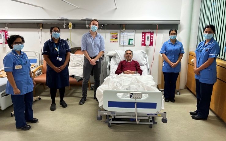 SUPERNOVA team The research team involved with the SUPERNOVA study. L-R: Ginu Varghese, Deputy Nurse Manager, Manchester Clinical Research Facility; Manju Juby, Nurse Manager, MFT Vaccine Research Team; Francis Jasiewicz, Clinical Trials Fellow; Mehrdad; Pavenjit Nandhra, Senior Clinical Research Nurse, MFT Vaccine Research Team; Smitha Joseph, Senior Clinical Research Nurse, Manchester Clinical Research Facility at Manchester Royal Infirmary