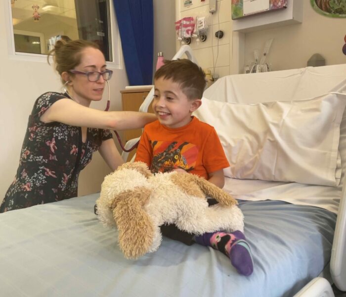 Dr Emily Whitehouse, Paediatric Neuromuscular Consultant, RMCH and sub-investigator for the study at MFT with Harry Dr Emily Whitehouse, Paediatric Neuromuscular Consultant, RMCH and sub-investigator for the study at MFT with Harry