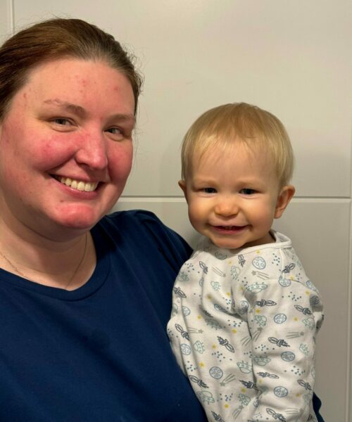 Natalie Akroyd and her one year old son, George